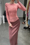 BASERANGE Ribbed Long Sleeve Top T-Shirt TTVL Collection France BAS-TTVL-RBV-WI22-BSH Ruby Red